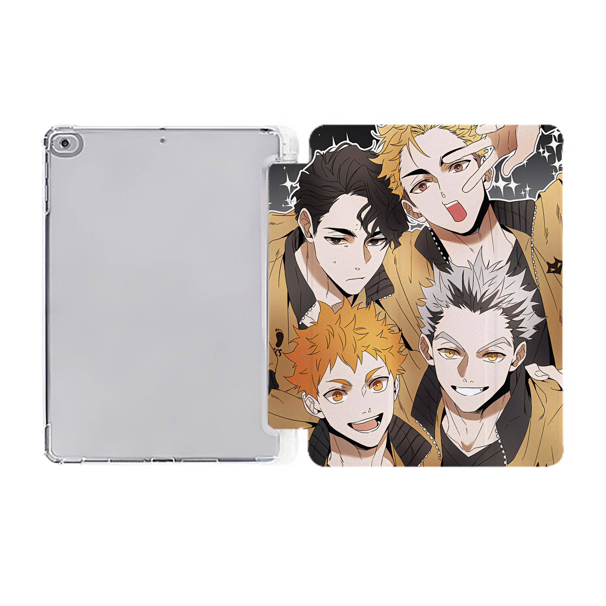 （画像用） ハイキュー!! Haikyu!! IPad ケース ペン収納付き 三つ折りスタンド PUレザー×シリコン 対応機種9.5/10.5/10.9インチ